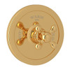 Thermostatic Trim Plate with Cross Handle and without Volume Control in Italian Brass