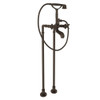 AKIT1901NXMTCB Exposed Floor Mount Tub Filler with Cross Handle Handshower and Floor Pillar Legs or Supply Unions in Tuscan Brass