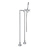 AKIT2202NXMAPC Exposed Floor Mount Tub Filler with Cross Handle Handshower and Floor Pillar Legs or Supply Unions in Polished Chrome