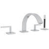 4-Hole Deck Mount Tub Filler with Metal Lever Handles and Handshower in Polished Chrome