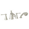 4-Hole Deck Mount Tub Filler with Metal Lever Handshower in Polished Nickel