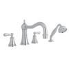4-Hole Deck Mount Column Spout Tub Filler with Solid Metal Lever Handshower in Polished Chrome