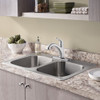 33" Double Basin 3-Faucet Holes Kitchen Sink for Drop-In Installations with Drains in Stainless Steel
