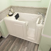 28-in. x 48-in. Walk-in Air Spa and Whirlpool Bathtub with Right-Hand Drain and Tub Faucet in Linen