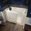 28-in. x 48-in. Walk-In Air Spa and Whirlpool Massage Bathtub with Right-Hand Drain and Tub Faucet in Linen