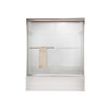 56" Tall Frameless Bypass, Clear Glass Double Sliding Shower Door for 56" to 60" Width Openings in Brushed Nickel