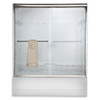56" Tall Frameless Bypass, Clear Glass Double Sliding Shower Door for 56" to 60" Width Openings in Silver