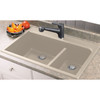 33-in X 22-in X 9.5-in silQ Granite Kitchen Sink with 1-3/4 J-Shaped Double Offset Bowls, Drop-in Installation, with 3 CBE Faucet Holes, In Café Latte