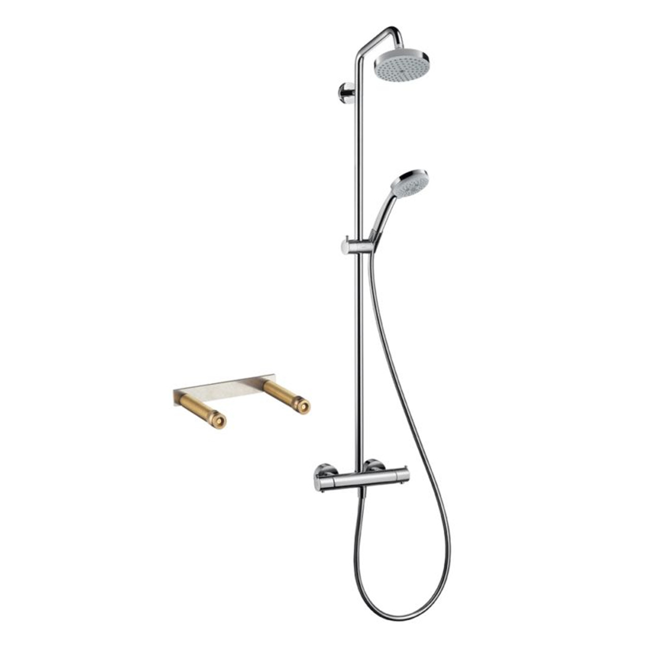 Croma Green Showerpipe With Thermostatic Basic Set Included in KS27169-16181CR Online - Bath1.com
