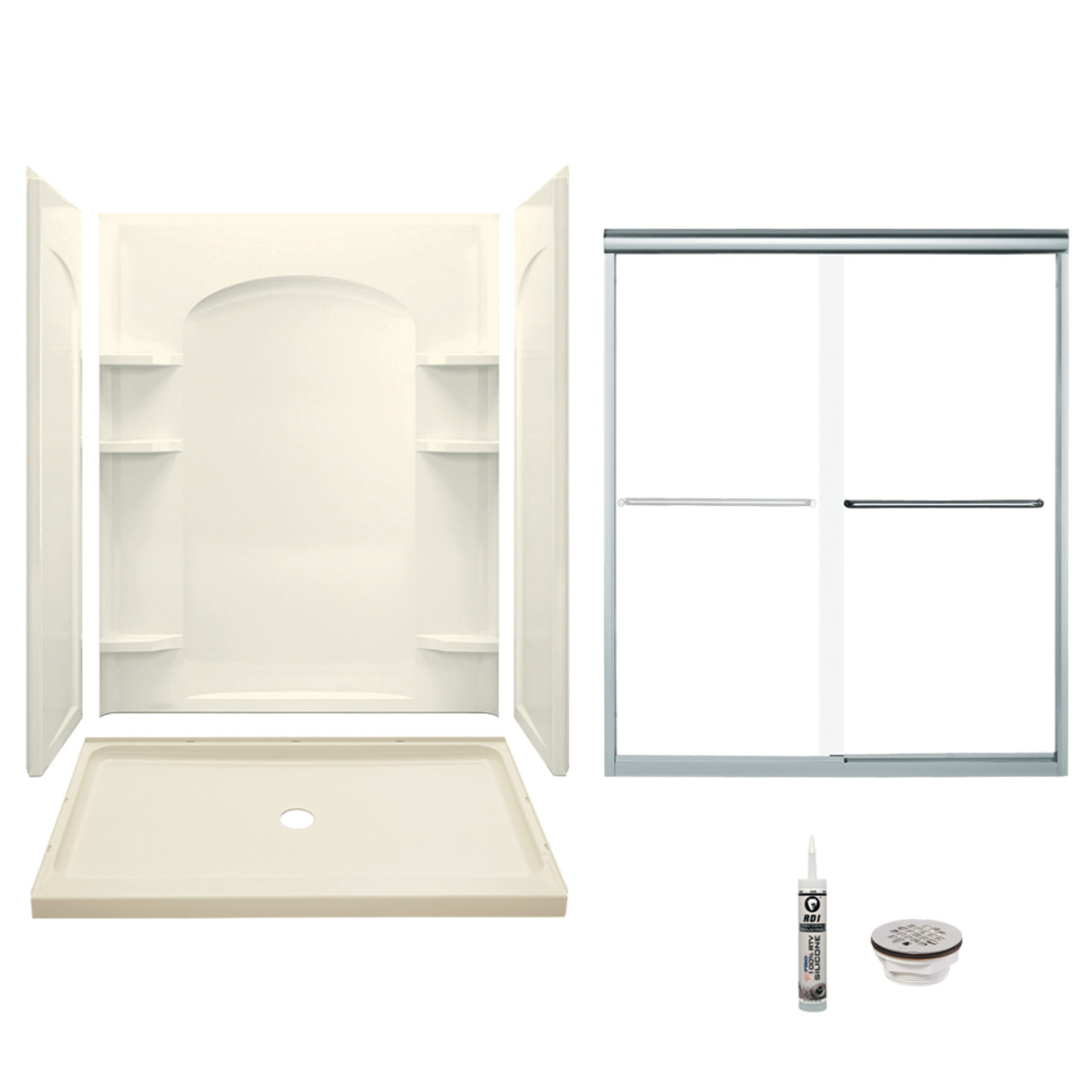 Sterling Ensemble 60in x 34in Vikrell 5Piece Shower Kit with Clear