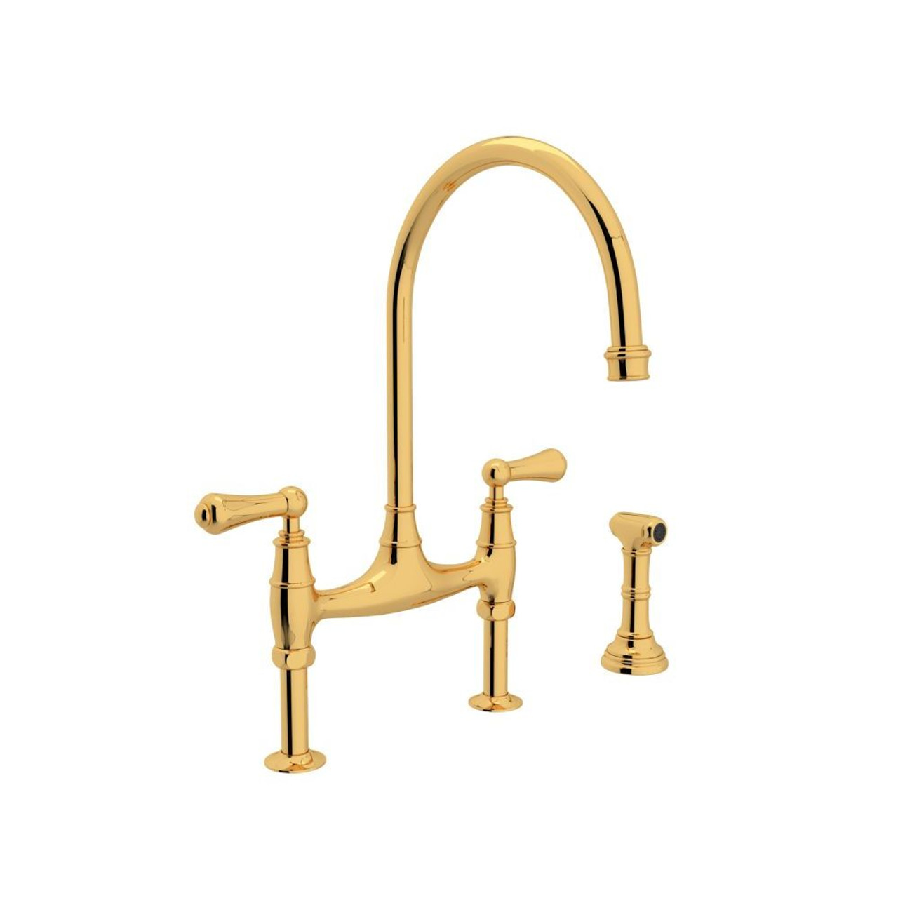 Rohl Perrin And Rowe Bridge Kitchen Faucet In English Gold U4719l