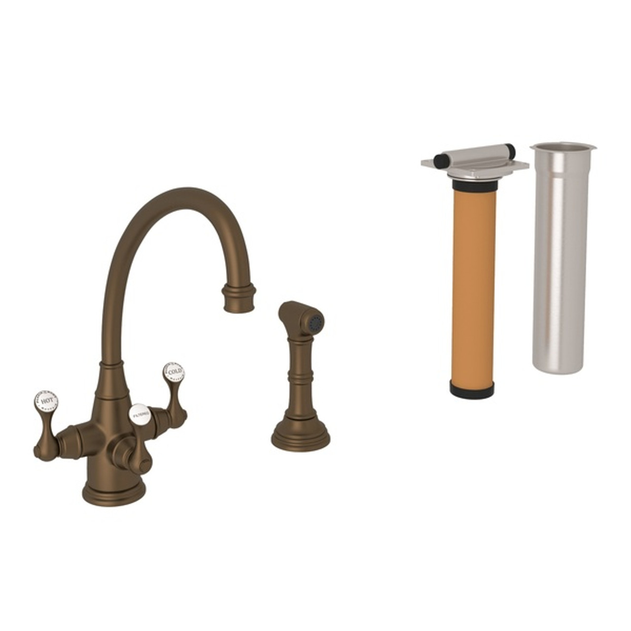 Rohl Perrin and Rowe Filtering Faucet With Triple-Lever Handle in English  Bronze Online
