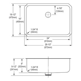ELUH2416PD Stainless Steel Single Bowl Undermount Sink Kit with Perfect Drain in Lustrous Highlighted Satin