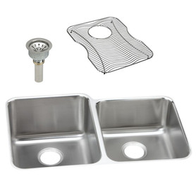 ELUH3120RDBG Stainless Steel Double Bowl Undermount Sink Kit in Lustrous Highlighted Satin