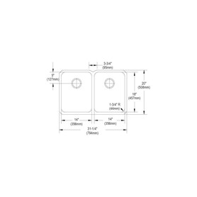 ELUH3220 Stainless Steel Double Bowl Undermount Sink in Lustrous Highlighted Satin