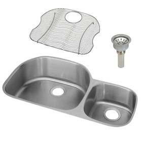 ELUH3621RDBG Stainless Steel Double Bowl Undermount Sink Kit in Lustrous Highlighted Satin