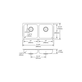 ELUHAD321650 Stainless Steel Double Bowl Undermount Sink in Lustrous Highlighted Satin