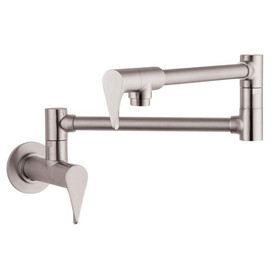 39834801 Wall Mounted Double-Jointed Pot Filler in Steel Optic