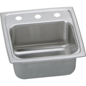 15" x 15" x 6-1/8" 18 Gauge Stainless Steel Single Bowl Drop-in Bar Sink with 3 Faucet Holes in Lustrous Satin