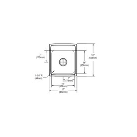 17" x 20" x 10-1/8" 18 Gauge Stainless Steel Single Bowl Drop-in Kitchen Sink with 1 Faucet Hole in Lustrous Satin