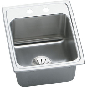 17" x 22" x 10-1/8" 18 Gauge Stainless Steel Single Bowl Drop-in Kitchen Sink with 2 Faucet Holes and Perfect Drain in Lustrous Satin