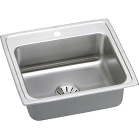 22" x 19-1/2" x 10-1/8" 18 Gauge Stainless Steel Single Bowl Drop-in Kitchen Sink with Perfect Drain and 1 Faucet Hole in Lustrous Satin