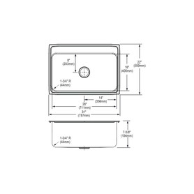 31" x 22" x 11-5/8" 18 Gauge Stainless Steel Single Bowl Drop-in Kitchen Sink with 2 Faucet Holes in Lustrous Satin