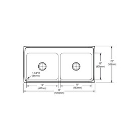 43" x 22" x 12-1/8" 18 Gauge Stainless Steel Equal Double Bowl Drop-in Kitchen Sink with 3 Faucet Holes in Lustrous Satin