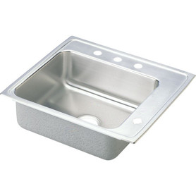 22" x 19-1/2" x 6-1/2" 18 Gauge Stainless Steel Single Bowl Quick-Clip Drop-in Classroom ADA Sink with 3 Faucet Holes and 1 Right Slotted Hole in Lustrous Satin