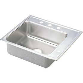 DRKADQ252245R4 Stainless Steel Single Bowl Top Mount Quick-Clip Sink with 4 Faucet Holes in Lustrous Highlighted Satin