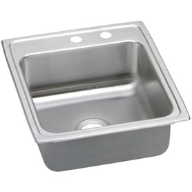 19-1/2" x 19" x 7-1/2" 18 Gauge Stainless Steel Single Bowl Drop-in Kitchen Sink with Middle Right 2 Faucet Holes in Lustrous Satin