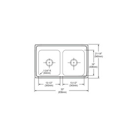 33" x 21-1/4" x 7-7/8" 18 Gauge Stainless Steel Equal Double Bowl Drop-in Kitchen Sink with 3 Faucet Holes in Lustrous Satin