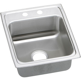 15" x 22" x 5-1/2" 18 Gauge Stainless Steel Single Bowl Drop-in ADA Sink with 2 Faucet Holes in Lustrous Satin