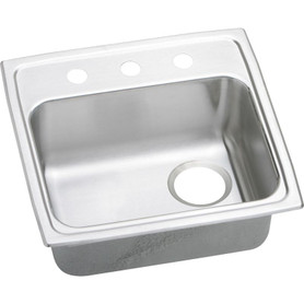 LRAD191865RMR2 Stainless Steel Single Bowl Top Mount Sink with MR2 Faucet Holes in Lustrous Highlighted Satin