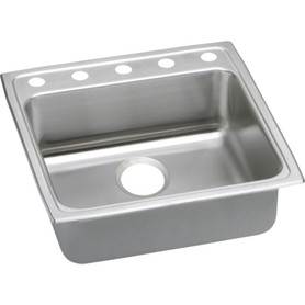 LRAD2222655 Stainless Steel Single Bowl Top Mount Sink with 5 Faucet Holes in Lustrous Highlighted Satin