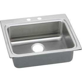 25" x 22" x 5-1/2" 18 Gauge Stainless Steel Single Bowl Drop-in ADA Kitchen Sink with 2 Faucet Holes in Lustrous Satin