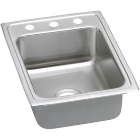 17" x 22" x 6" 18 Gauge Stainless Steel Single Bowl Quick-Clip Drop-in ADA Kitchen Sink with 3 Faucet Holes in Lustrous Satin