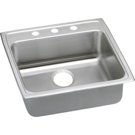 22" x 22" x 6-1/2" 18 Gauge Stainless Steel Single Bowl Quick-Clip Drop-in ADA Kitchen Sink with 3 Faucet Holes in Lustrous Satin
