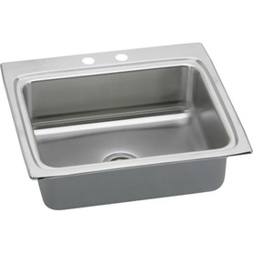 LRADQ2522502 Stainless Steel Single Bowl Top Mount Quick-Clip Sink with 2 Faucet Holes in Lustrous Highlighted Satin