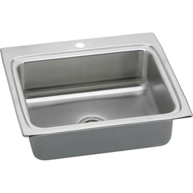 25" x 22" x 6" 18 Gauge Stainless Steel Single Bowl Quick-Clip Drop-in ADA Kitchen Sink with 1 Faucet Hole in Lustrous Satin