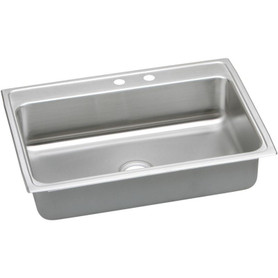 31" x 22" x 5-1/2" 18 Gauge Stainless Steel Single Bowl Quick-Clip Drop-in ADA Kitchen Sink with Middle Right 2 Faucet Holes in Lustrous Satin