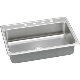 31" x 22" x 6-1/2" 18 Gauge Stainless Steel Single Bowl Quick-Clip Drop-in ADA Kitchen Sink with 3 Faucet Holes in Lustrous Satin