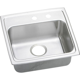 19-1/2" x 19" x 5-1/2" 18 Gauge Stainless Steel Single Bowl Quick-Clip Drop-in ADA Sink with Middle Right 2 Faucet Holes in Lustrous Satin