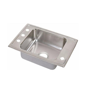31" x 19-1/2" x 6-1/2" 18 Gauge Stainless Steel Single Bowl Drop-in Classroom ADA Sink with Front Right 4 Faucet Holes in Lustrous Satin