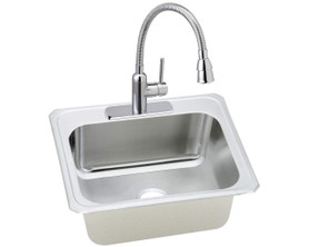 25" x 22" x 12-1/4" 20 Gauge Stainless Steel Single Bowl Drop-in Sink and Faucet Kit in Brushed Satin