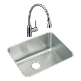 23-1/2" x 18-1/4" x 10" 18 Gauge Stainless Steel Single Bowl Undermount Sink and Faucet Kit in Lustrous Satin