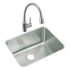 23-1/2" x 18-1/4" x 12" 18 Gauge Stainless Steel Single Bowl Undermount Sink and Faucet Kit in Lustrous Satin