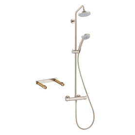 Hansgrohe KS27169-16181BN Croma Green Showerpipe, Thermostatic Basic Set Included in Brushed Nickel