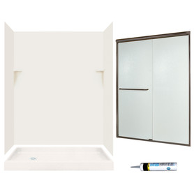 SSP326L018-M58570BR 72-in x 60-in x 32-in 5-Piece Alcove Shower Kit in Bisque