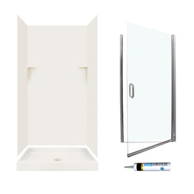 Swan SSP3636018-M34570CC 72-in x 36-in x 36-in 5-Piece Alcove Shower Kit in Bisque
